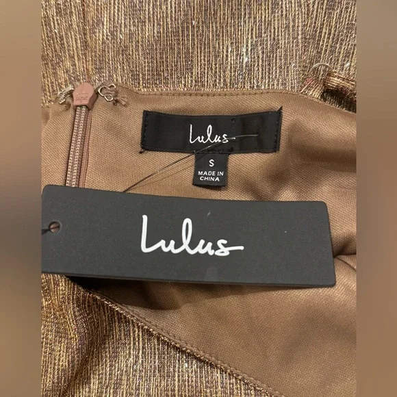 Lulu's Gold Mini Dress - Picture 3 of 6